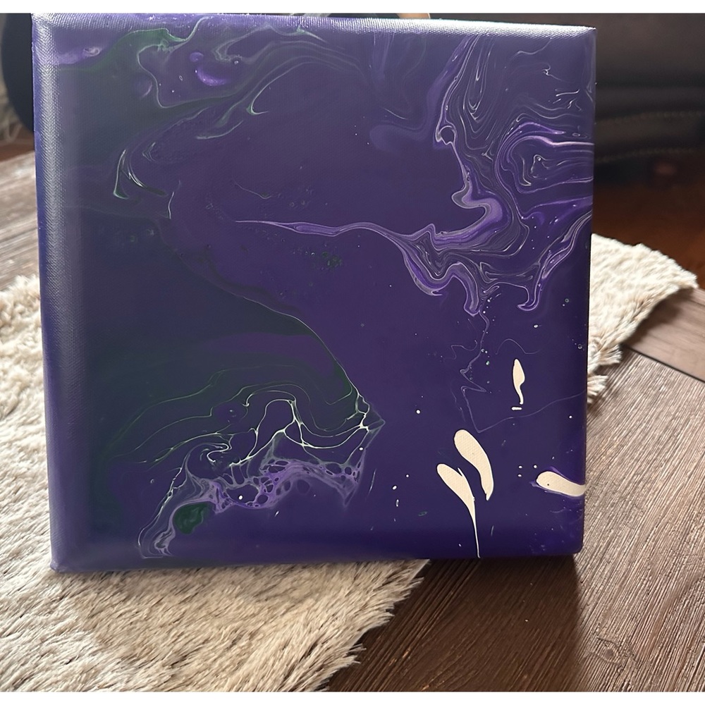 Hand crafted purple original abstract acrylic on canvas painting